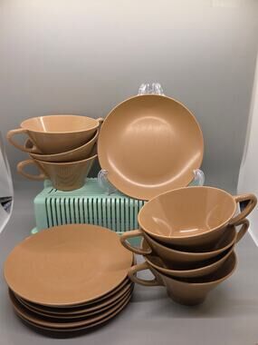 Set of 7 Vintage Melamine Dish and Cup Set